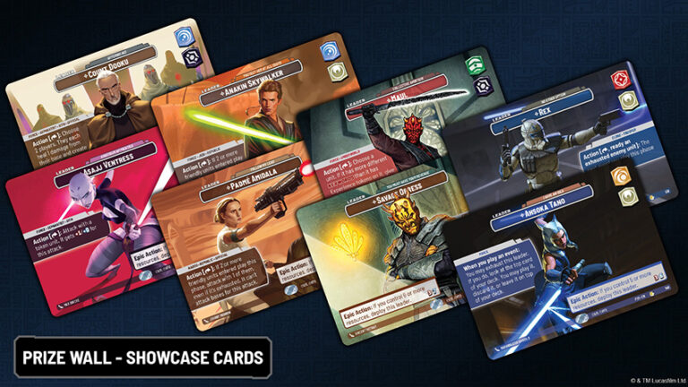 Star Wars character showcase cards spread out